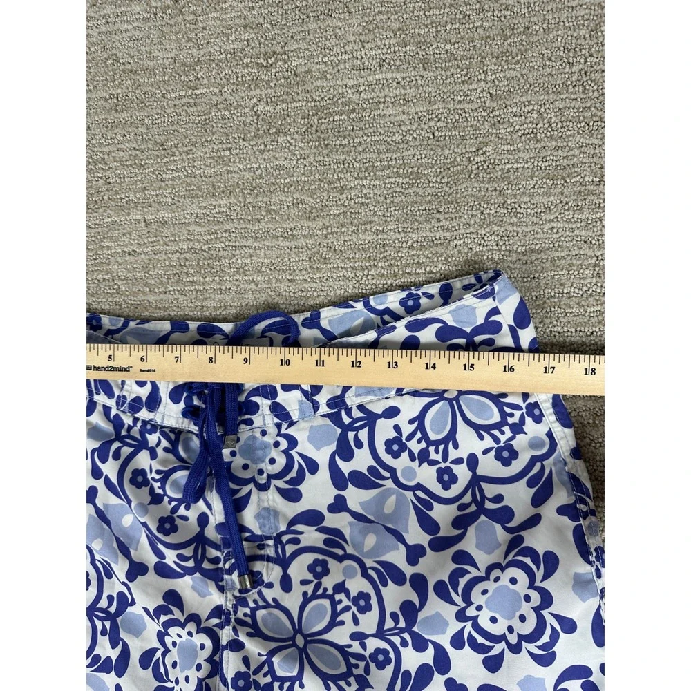 Philippe Matignon Mens Blue White Floral Medallion Swim Trunks Board Shorts M